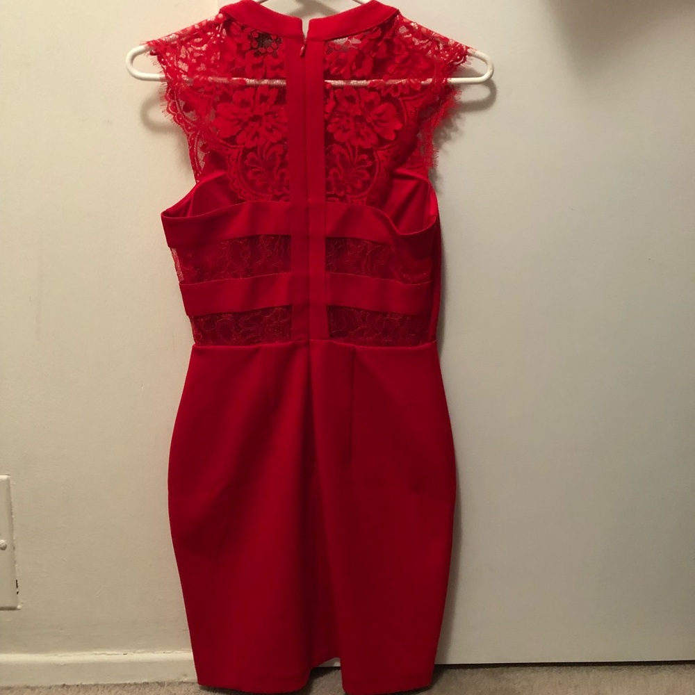 Express sexy red lace back dress